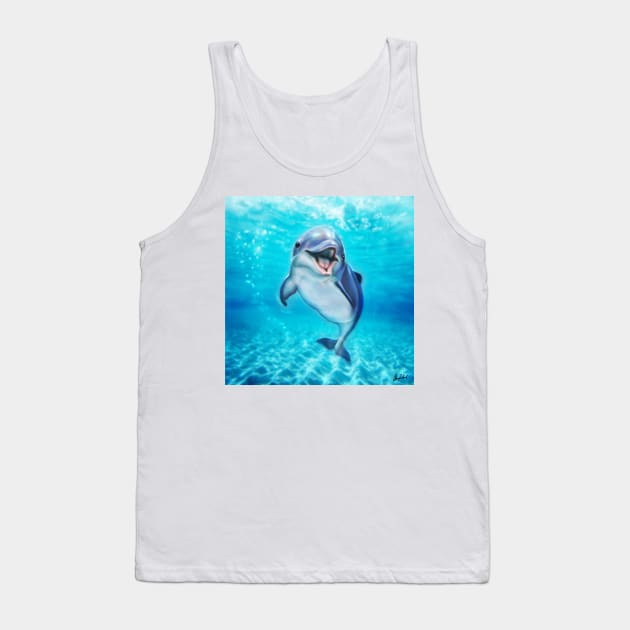 Smiling dolphin Tank Top by Artofokan